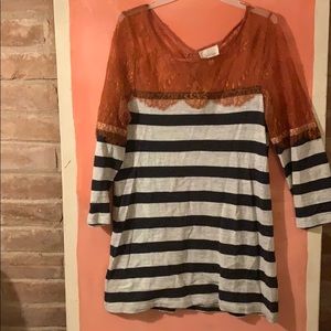 Anthro lace tee deletta